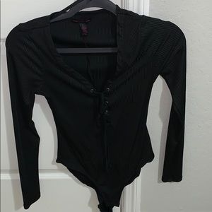 Stunning black long-sleeve body suit